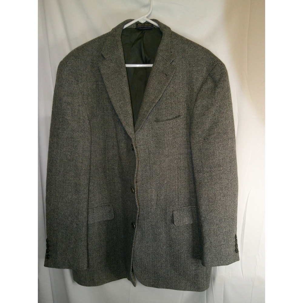 Vintage Tommy Hilfiger Mens 44R Wool‎ Herringbone Sport Coat Blazer Jacket